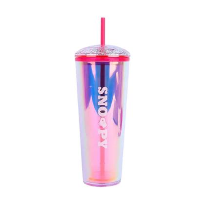 Imagem de Copo de Plástico Snoopy Miniso Canudo Parede Dupla 800ml