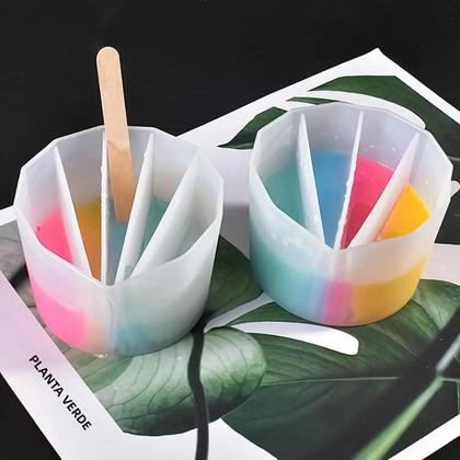 Imagem de Copo De Silicone Reutilizável Com Divisórias Para Resina E Tinta Acrílica  Ferramenta Para Arte