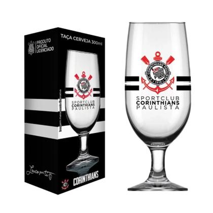 Imagem de Copo de Time Corinthians Futebol Taça Tulipa Americano 300ml Cerveja Vidro