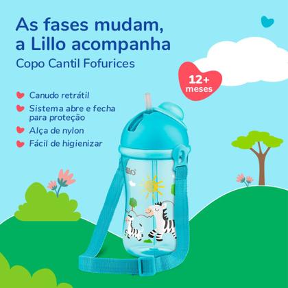 Imagem de Copo De Transição Cantil Com Canudo Antivazamento Azul Lillo