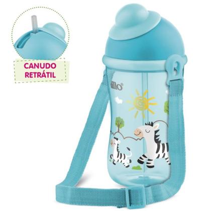 Imagem de Copo De Transição Cantil Com Canudo Antivazamento Azul Lillo