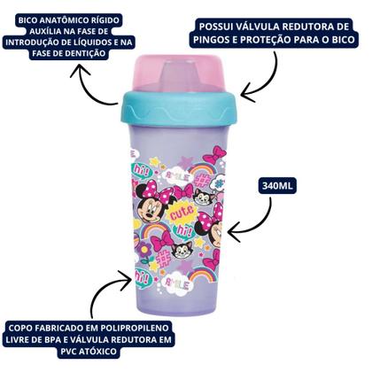 Imagem de Copo De Transição Infantil 340ml Com Redutor de Pingo Premium Minnie Disney