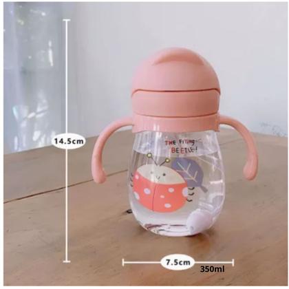 Imagem de Copo de Transição Infantil 350ml com Alça e Canudo Antivazamento  Facilite a Transição do Seu Bebê