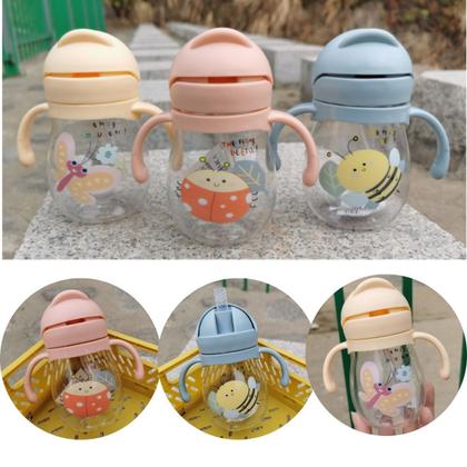 Imagem de Copo de Transição Infantil 350ml com Alça e Canudo Antivazamento  Facilite a Transição do Seu Bebê