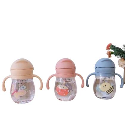 Imagem de Copo de Transição Infantil 350ml com Alça e Canudo Antivazamento  Facilite a Transição do Seu Bebê