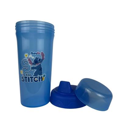 Imagem de Copo De Transição Infantil Azul Com Tampa Stitch Premium 340ml