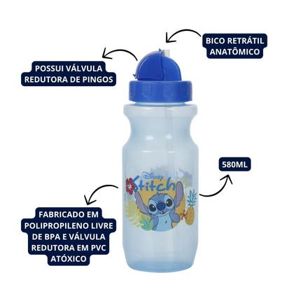 Imagem de Copo De Transição Infantil Com Bico Dosador Retratil Stitch Premium 580ml