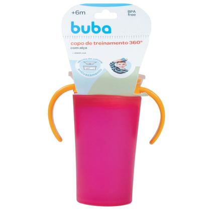 Imagem de Copo De Treinamento Bebê 260ml Com Válvula Antivazamento Rosa Buba