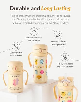 Imagem de Copo de Treinamento MOYUUM 180ml com Canudo Antivazamento Amarelo