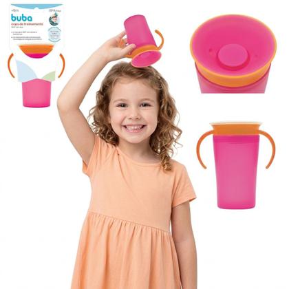 Imagem de Copo de Treinamento Rosa com Alça e Tampa Anti-Vazamento Infantil