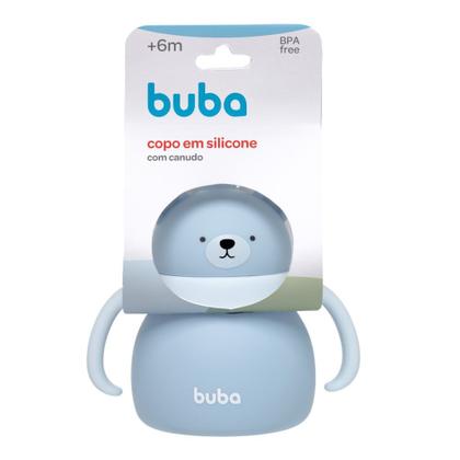 Imagem de Copo de Treinamento Silicone com Canudo Ursinho 200ml Azul Buba 19689