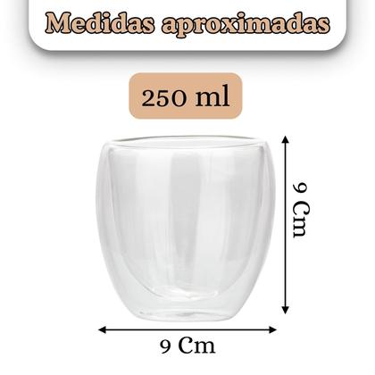 Imagem de Copo De Vidro 250ml Parede Dupla P/Café Suco Refrigerante