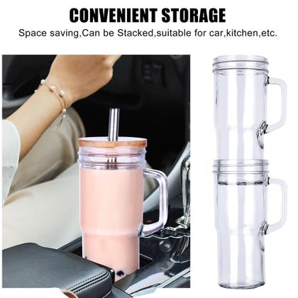 Imagem de Copo de vidro de 700 ml com tampas e canudos, pacote com 4 - Genérico