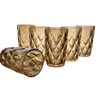 Imagem de Copo de Vidro Diamond Ambar 390 ml 6 Unidades, Requinte, Elegância, Almoço, Jantar, Mesa posta