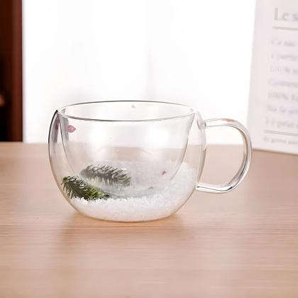 Imagem de Copo De Vidro Duplo Com Tema De Natal Transparente 200/350ML Resistente Ao Calor Para Café, Suco,