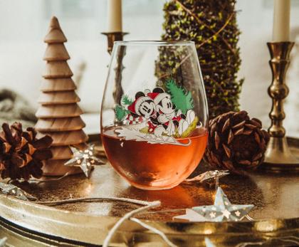 Imagem de Copo de vinho Silver Buffalo Disney Mickey Minnie Christmas
