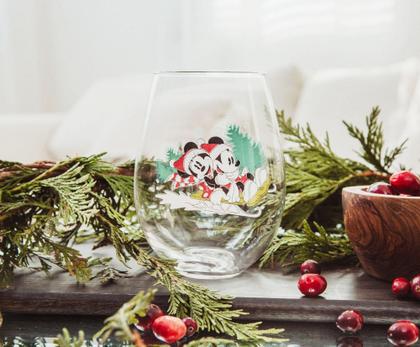 Imagem de Copo de vinho Silver Buffalo Disney Mickey Minnie Christmas