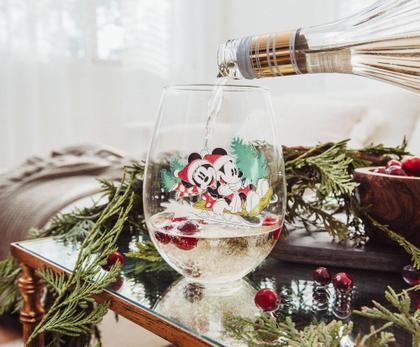 Imagem de Copo de vinho Silver Buffalo Disney Mickey Minnie Christmas