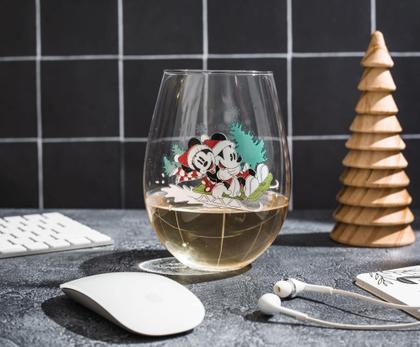 Imagem de Copo de vinho Silver Buffalo Disney Mickey Minnie Christmas