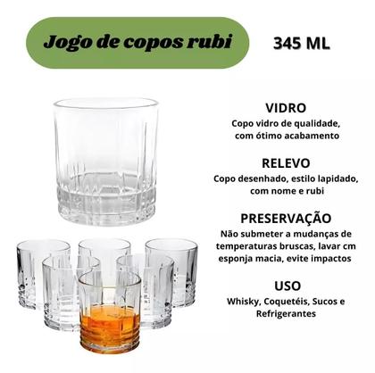 Imagem de Copo De Whisky Caipirinha Drinks Retrô 345ml - 6 Peças Vidro