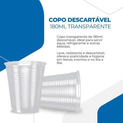 Imagem de Copo Descartável Reforçado 180ml Branco Transparente Ps 1000 Unidades Topform Plastics