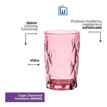 Imagem de Copo Diamante 350ml Rosa 6 Pcs Ke Home