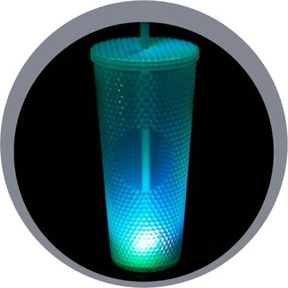 Imagem de Copo Diamond Led Colorido 800ml c/ Canudo Azul - Art House