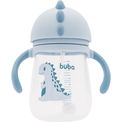 Imagem de Copo Dino Com Alça e Canudo Retrátil 240ml Azul Buba