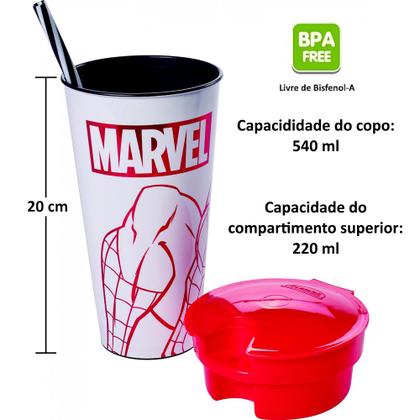 Imagem de Copo do Homem Aranha 2 em 1 de 540ml Infantil Livre de BPA - 2 unidades