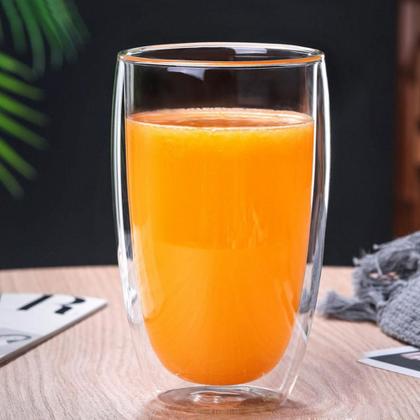 Imagem de Copo Duo De Vidro Camada Dupla Parede Chá Suco Café 450ml Americano Shot Termico Jogo Xícara Drinks
