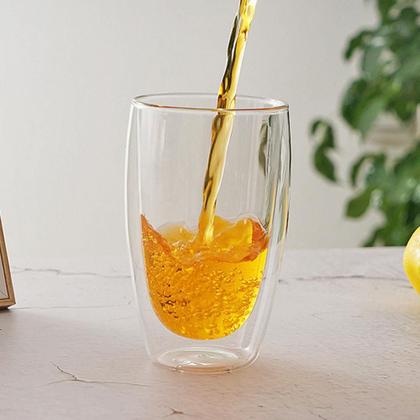 Imagem de Copo Duo De Vidro Camada Dupla Parede Chá Suco Café 450ml Americano Shot Termico Jogo Xícara Drinks