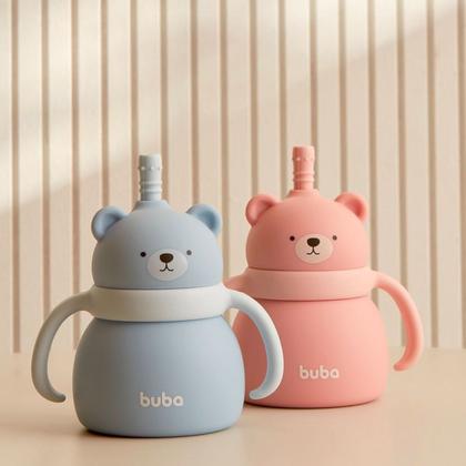 Imagem de Copo em Silicone Com Canudo Ursinho Azul 19689 - Buba