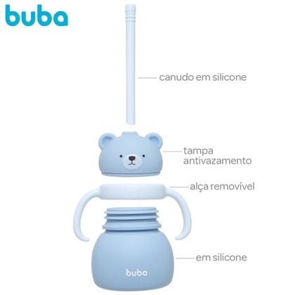 Imagem de Copo em Silicone Com Canudo Ursinho Azul 19689 - Buba