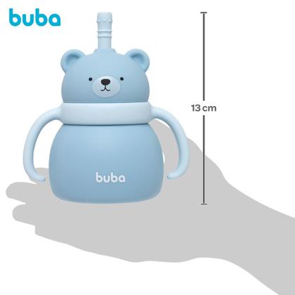 Imagem de Copo em Silicone Com Canudo Ursinho Azul 19689 - Buba