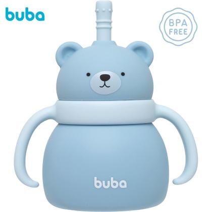 Imagem de Copo em Silicone Com Canudo Ursinho Azul 19689 - Buba