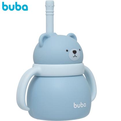 Imagem de Copo em Silicone Com Canudo Ursinho Azul 19689 - Buba