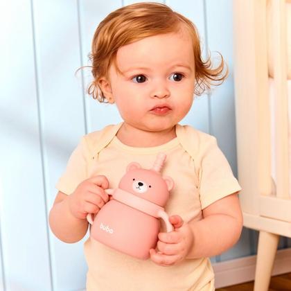 Imagem de Copo em Silicone Com Canudo Ursinho Azul 19689 - Buba