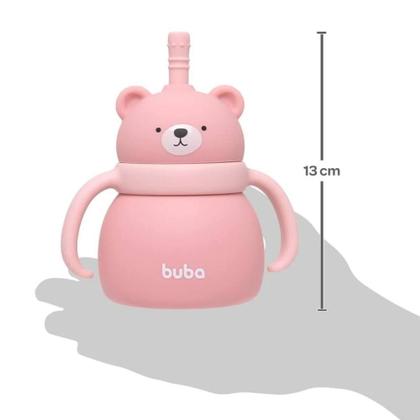 Imagem de Copo em silicone com canudo urso rosa 200 ml buba