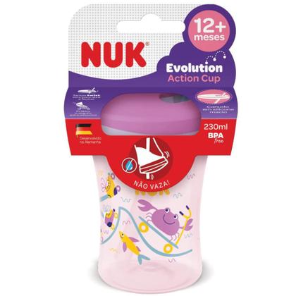 Imagem de Copo Evolution Action Cup 230ml (12m+) Rosa Caranguejo - Nuk