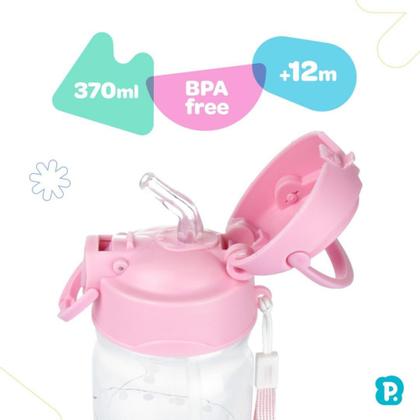 Imagem de Copo Garrafa Infantil com canudo de silicone Bebê 370ML Menino Menina Pimpolho