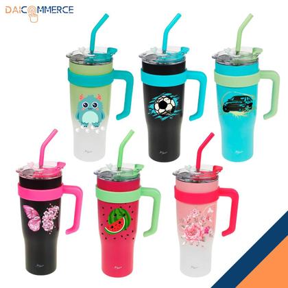 Imagem de Copo Garrafa Térmica com Canudo Personalizada 1,2L Grande Inox