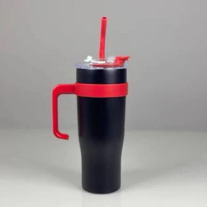 Imagem de Copo Garrafa Térmica Inox Com Alça Canudo 1200ml Caneca Virgínia