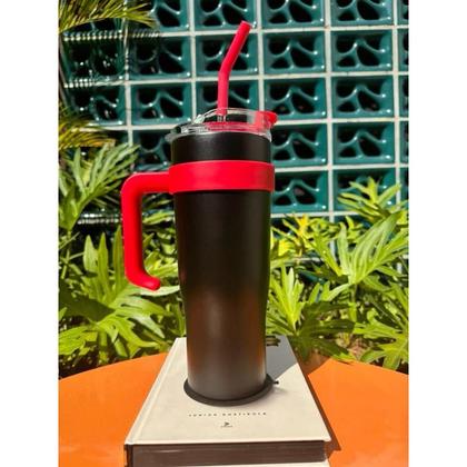 Imagem de Copo Garrafa Térmica Inox Com Alça Canudo 1200ml Caneca Virgínia