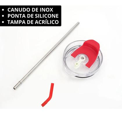 Imagem de Copo Garrafa Térmica Inox Com Alça Canudo 1200ml Caneca Virgínia