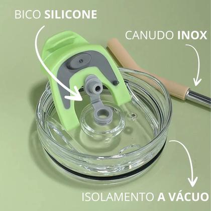 Imagem de Copo Garrafa Térmica Inox Com Alça Canudo 1200ml Caneca Virgínia