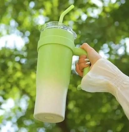 Imagem de Copo Garrafa Térmica Inox Com Alça Canudo 1200ml Caneca Virgínia