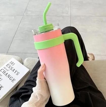 Imagem de Copo Garrafa Térmica Inox Com Alça Canudo 1200ml Caneca Virgínia