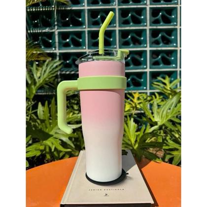 Imagem de Copo Garrafa Térmica Inox Com Alça Canudo 1200ml Caneca Virgínia