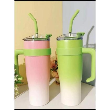 Imagem de Copo Garrafa Térmica Inox Com Alça Canudo 1200ml Caneca Virgínia