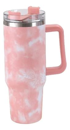 Imagem de Copo Garrafa Térmico em Mármore Colorido com Canudo 1200 ML